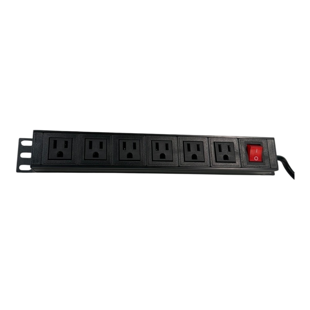 6 Outlet‎ Rack Mount Power Strip 15 inch Horizontal Surge Protector Black